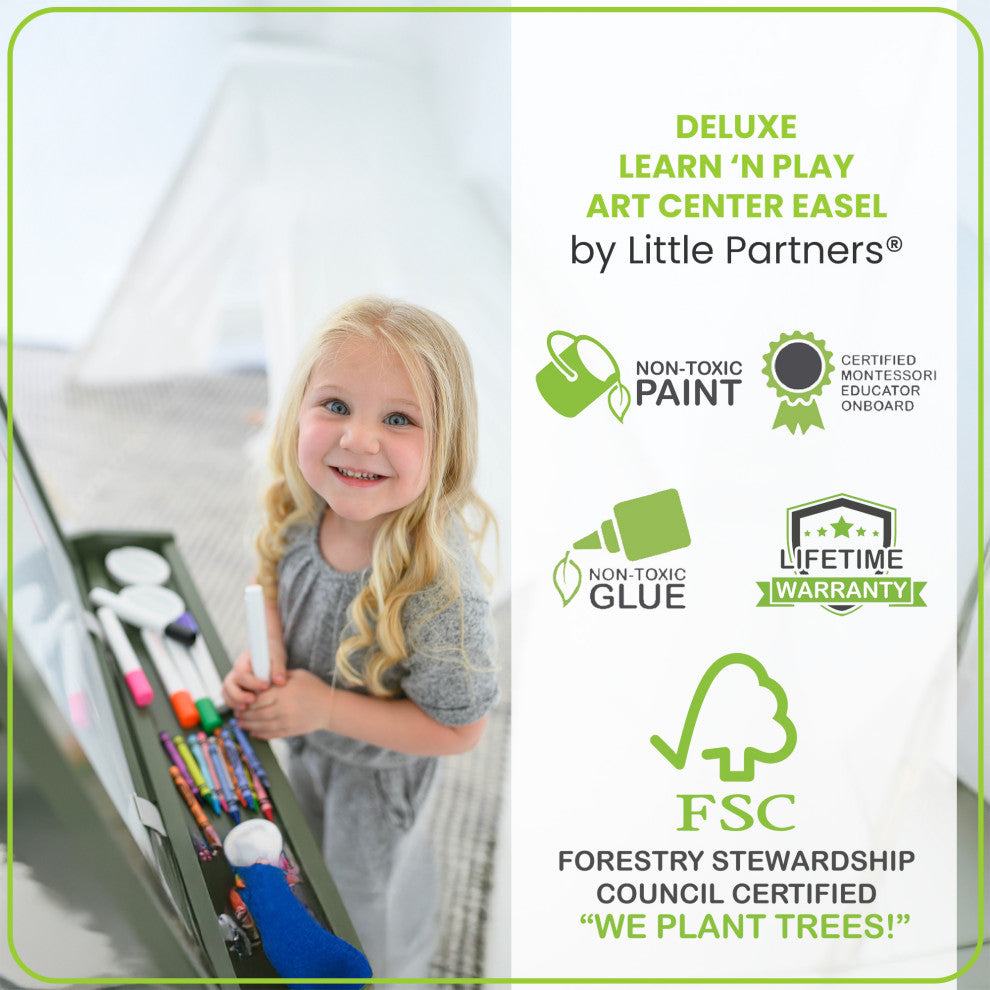 Little Partners Deluxe Learn and Play Art Center, Olive Green