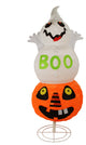 37" Lighted Spooky "Boo" Ghost On Jack-O-Lantern Pumpkin Halloween Decoration