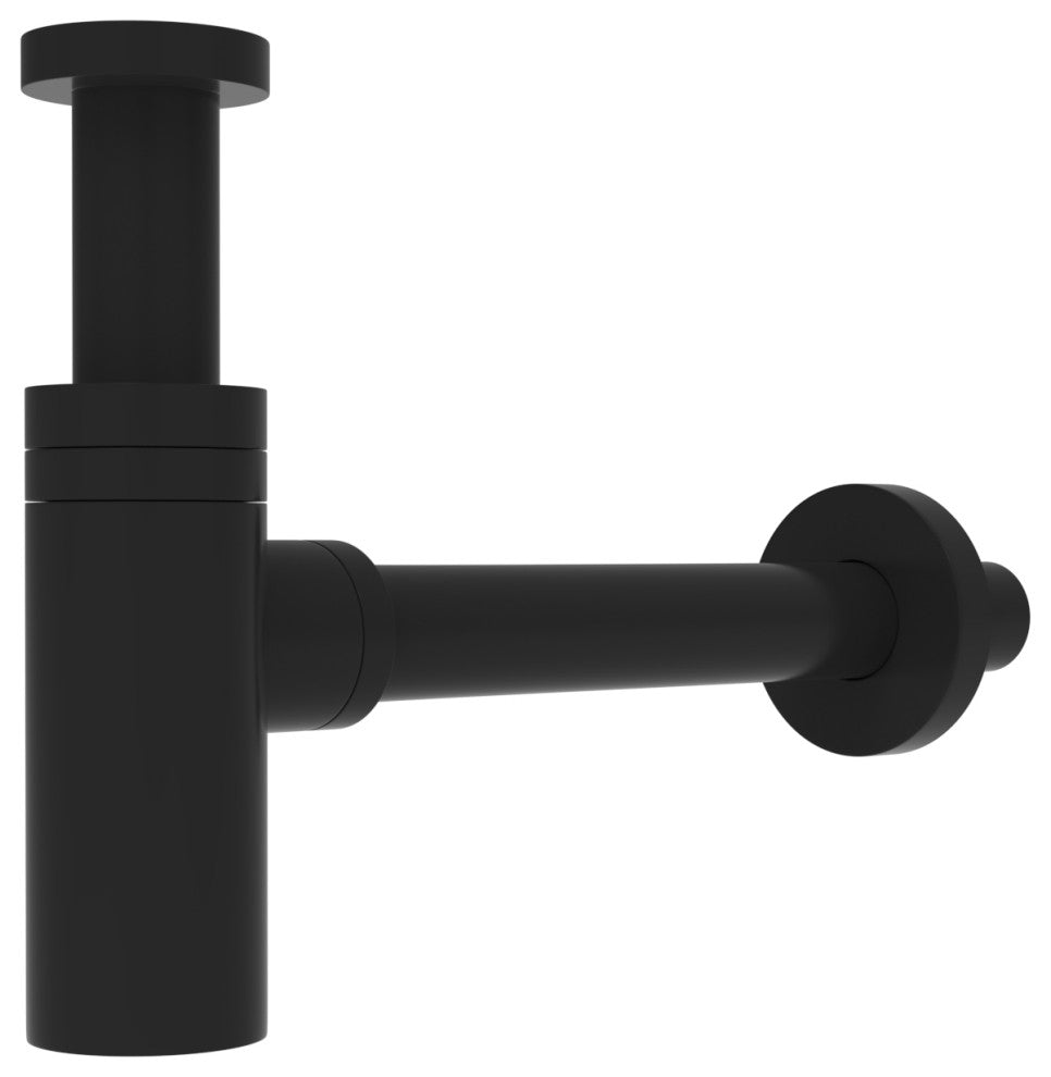 CastelloUSA 1.5" Round Bottle Brass P-Trap, Matte Black