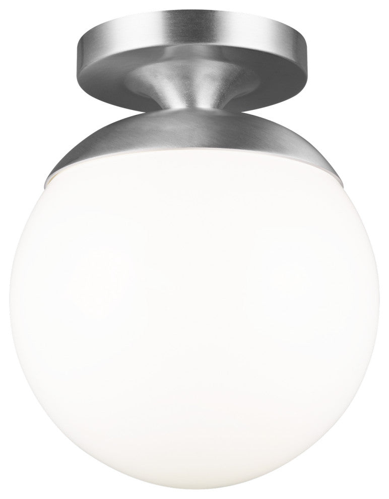 Leo Hanging Globe 1-Light Wall/Ceiling Semi-Flush Mount, Satin Aluminum