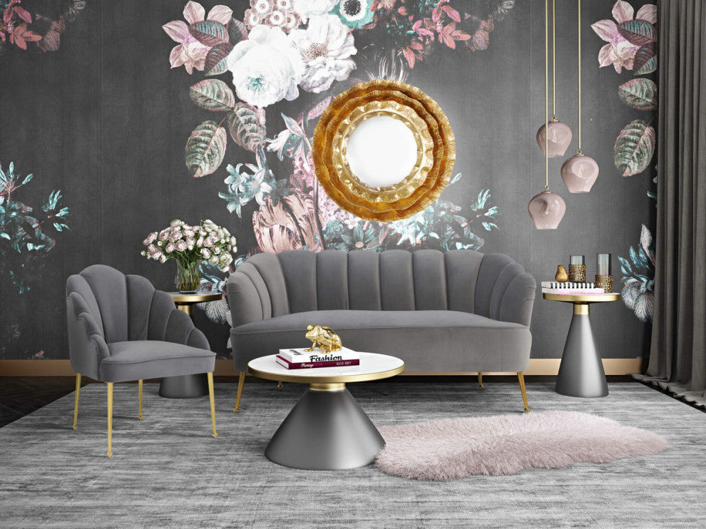 Art Deco Hollywood Regency Glam Gray Loveseat