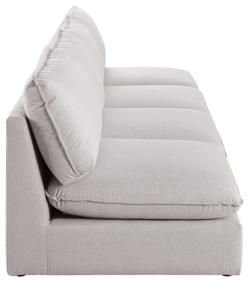 Mackenzie Linen Textured Fabric Upholstered 4-Piece Modular Sofa, Beige