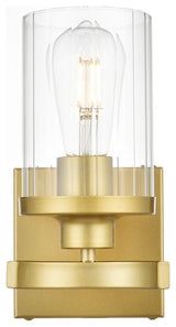 1 Light Brass And Clear Bath Sconce