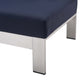 Lounge Loveseat Sofa, Sunbrella, Fabric, Aluminum, Silver Blue Navy, Outdoor