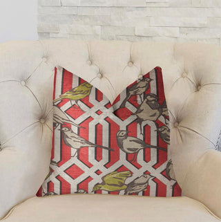 Bird Forest Multicolor Luxury Throw Pillow, 20"x30" Queen