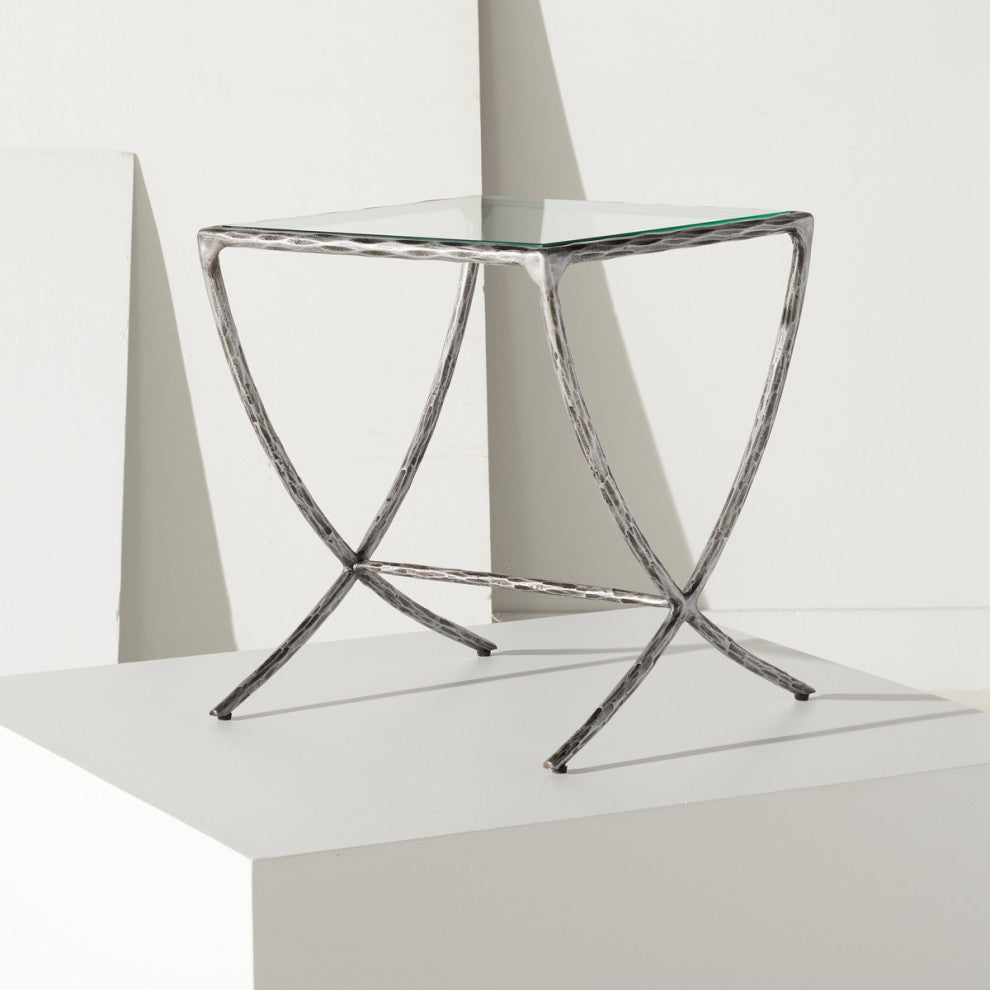 Safavieh Couture Debbie Square Metal Accent Table, Silver
