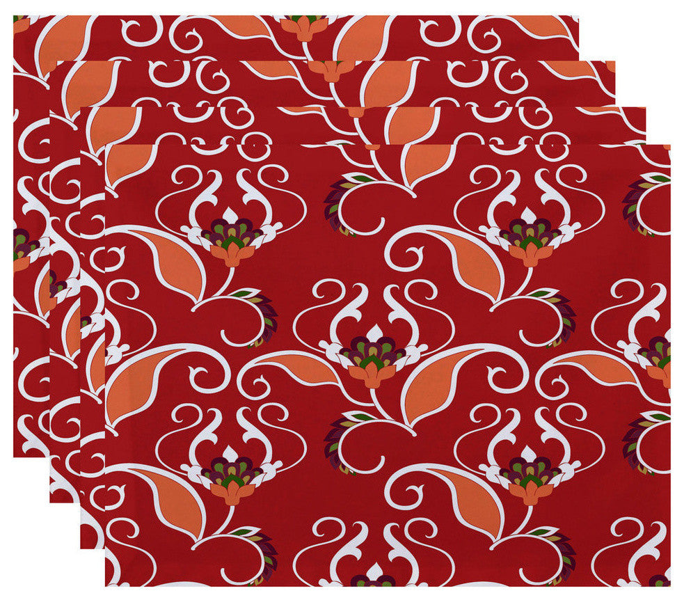 West Indies, Floral Print Placemat, Orange
