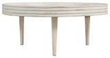 33" Coffee Table Mango Wood Round Top Grooved Edge Distressed White Finish