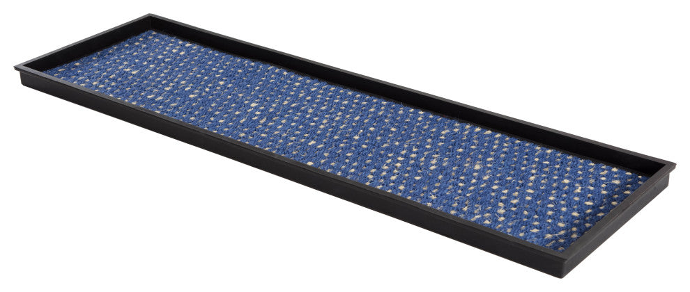 46.5"x14"x1.5" Natural/Recycled Rubber Boot Tray Blue/Ivory Coir Insert