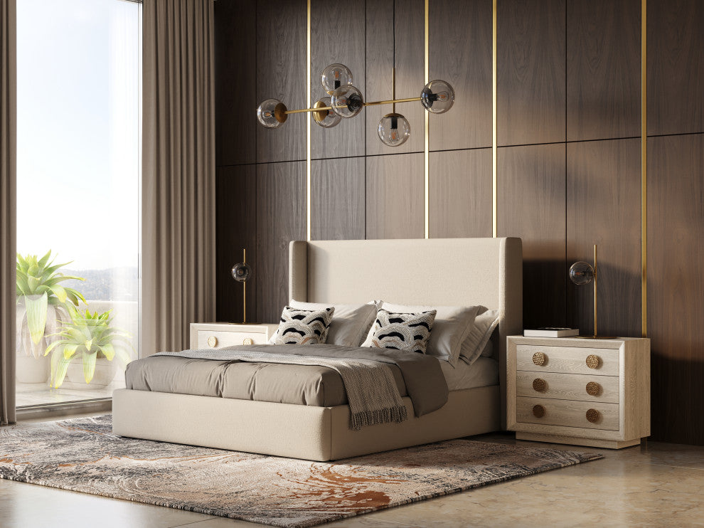 Modrest Marjorie Modern Cream and Brushed Gold Nightstand