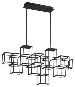 9 Light Linear LED Chandelier, Black