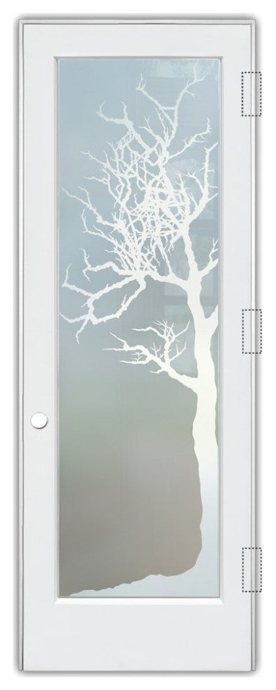 Interior Prehung Door or Interior Slab Door - Winter Tree - Primed - 24" x...