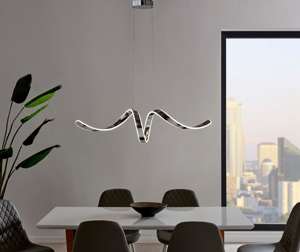 Copenhagen Dimmable Integrated LED Chandelier, Chrome, Without Smart Dimmer