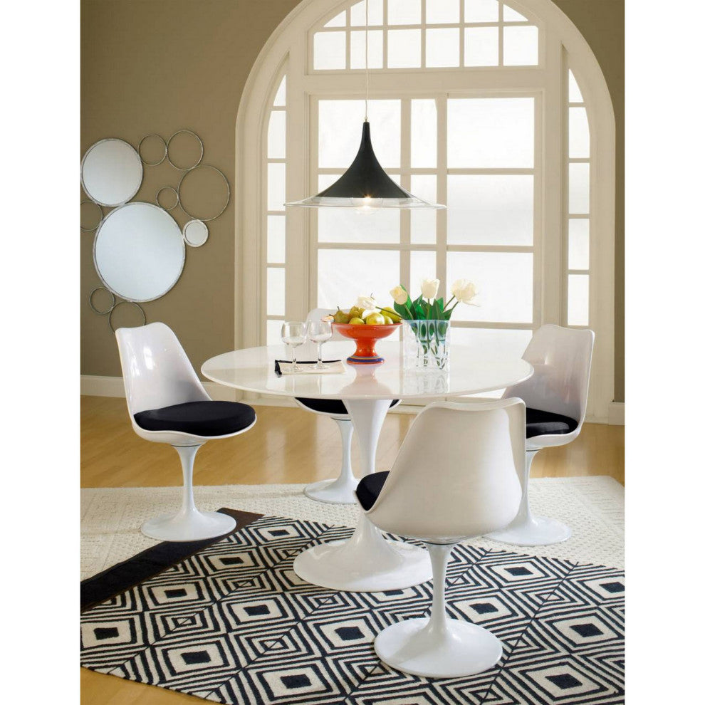 Modern Black Tulip Dining Side Chair Fabric Set of 4