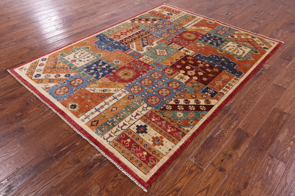 5' 11" X 8' 0" Hand-Knotted Super Kazak Wool Rug - Q11027
