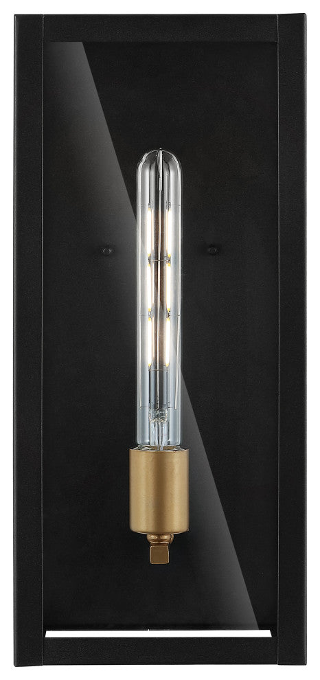 Berlin 7" 1-Light Iron/Glass Modern Industrial LED Outdoor Lantern, Black