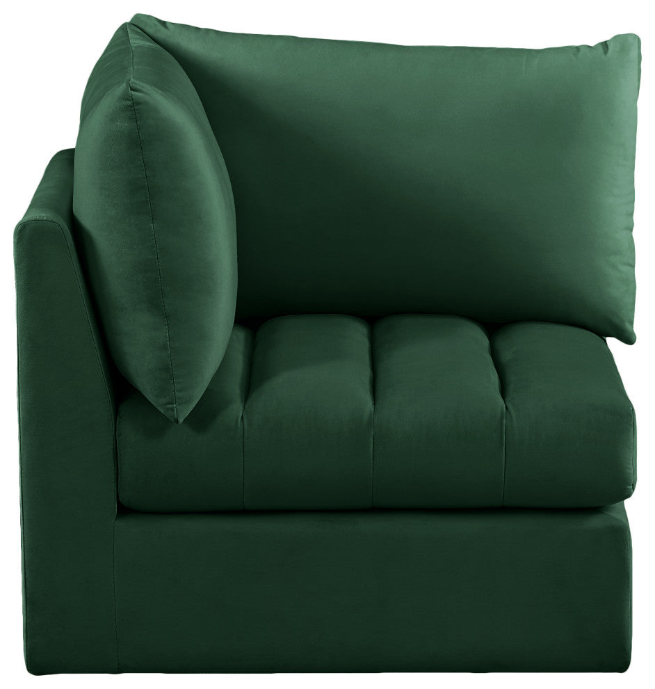 Jacob Velvet Upholstered Modular Corner Chair, Green