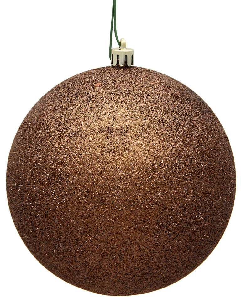 Vickerman 4.75" Mocha Glitter Ball Ornament, 4 per Bag