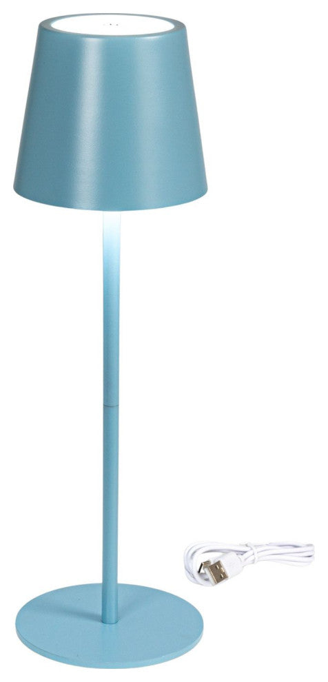 Metal LED Rechargeable Table Lamp With Touch Sensor, Blue