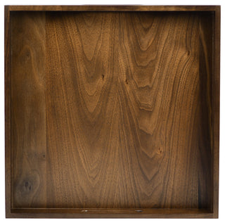 Square Black Walnut Solid Wood Tray Ottoman Tray, 14inch