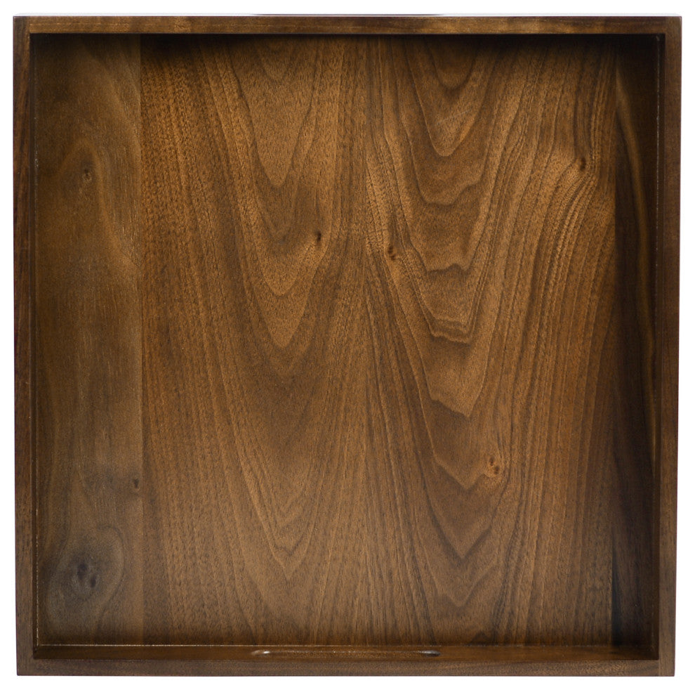 Square Black Walnut Solid Wood Tray Ottoman Tray, 14inch