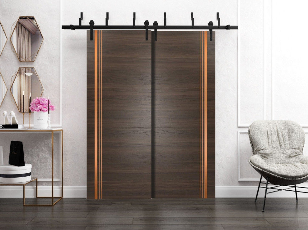 Slab Barn Door Panel 24x80 | Planum 1010 Chocolate Ash with  | Sturdy Finished