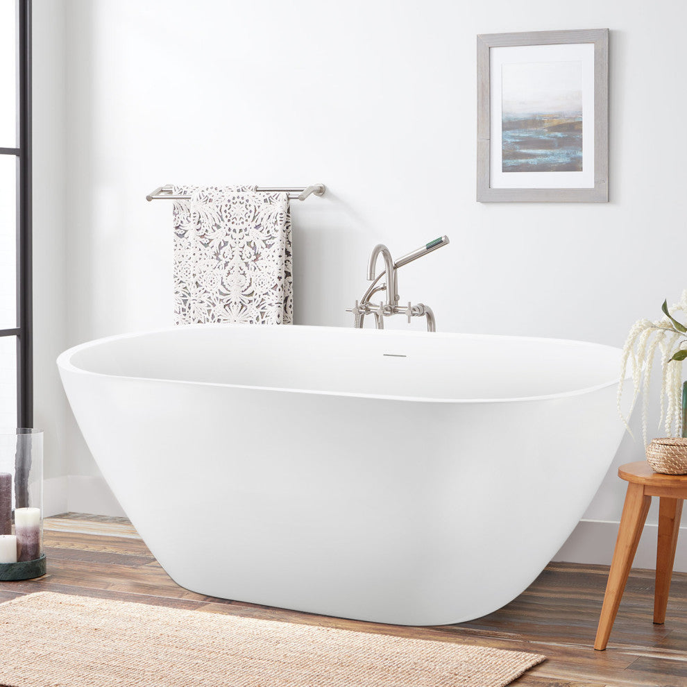 Mokleba 65 In.Acrylic Freestanding Bathtub,Contemporary Soaking Tub,White
