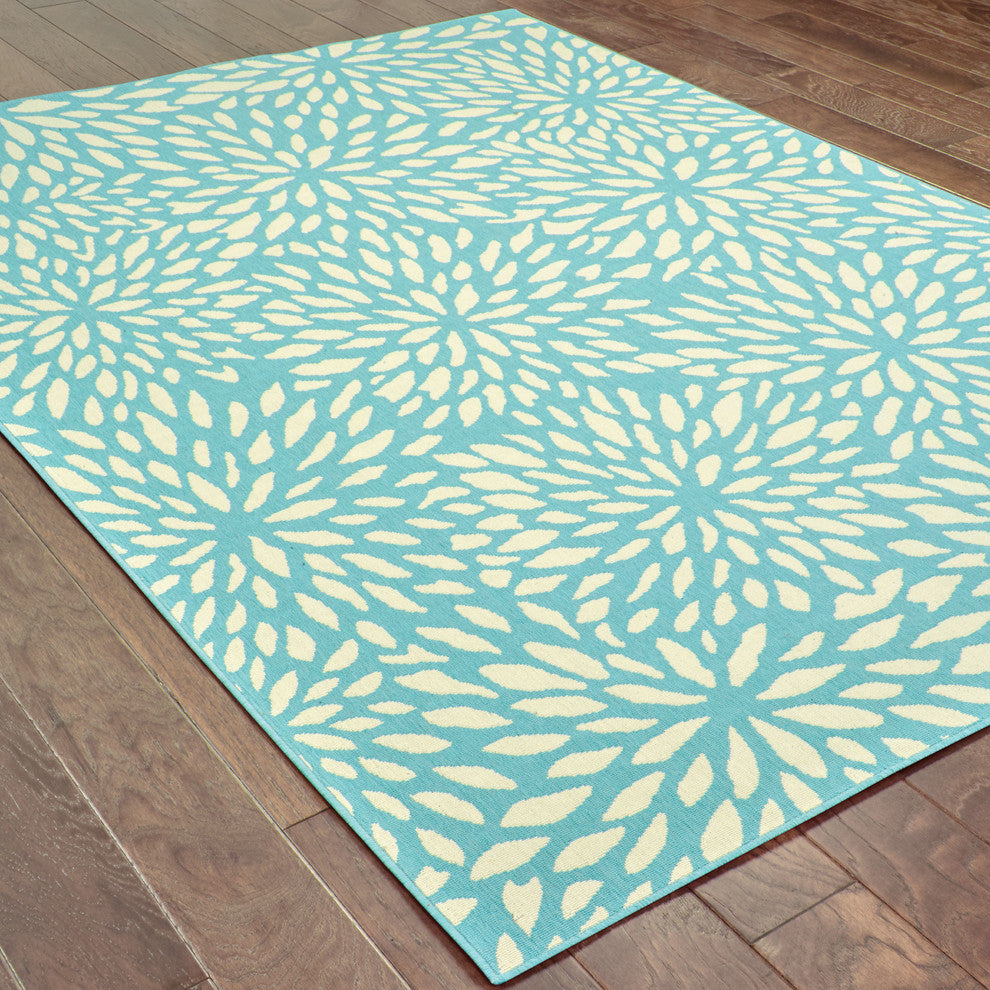 Oriental Weavers Meridian Blue/Ivory Floral Indoor/Outdoor Rug 7'10"X10'10"