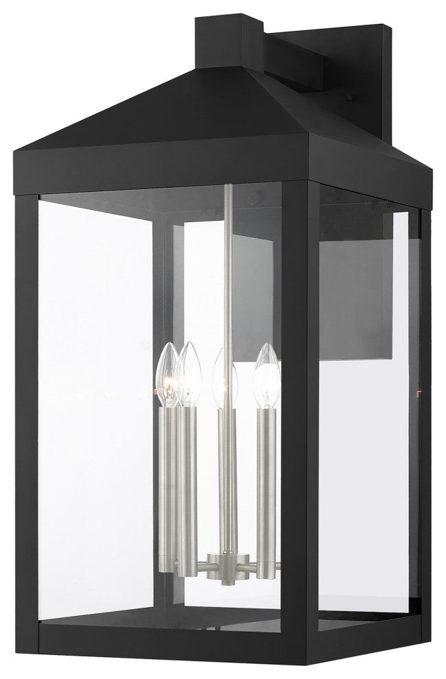 Livex Nyack 5 Light Black/Brushed Nickel Cluster XL Outdoor Wall Lantern