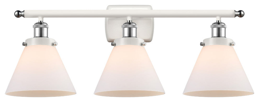 Innovations 916-3W-WPC-G41 3-Light Bath Vanity Light, White, Polished Chrome