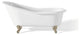 Cheviot Products Slipper Cast Iron Bathtub With Faucet Holes, Polished Nickel