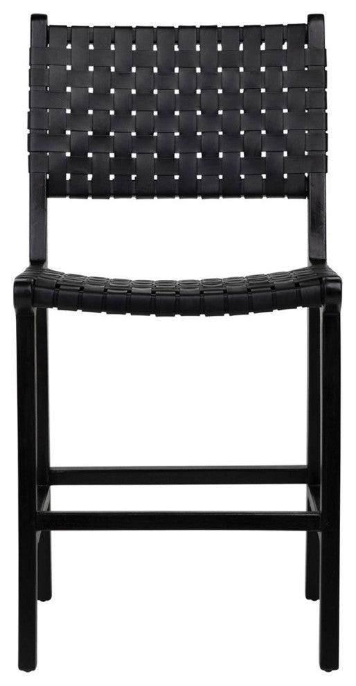 Black Leather Strap Counter Stool