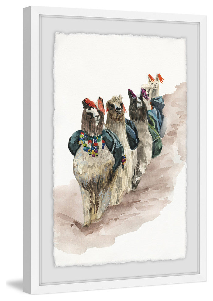 "Llamas in a Row" Framed Painting Print, 30"x45"