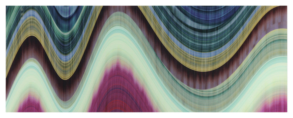"Rumba 1" Abstract Wall Art on Frameless Free Floating Tempered Glass 63x24