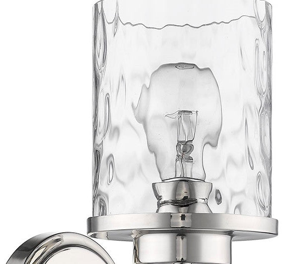 1 Light Bathroom Wall Sconce in Polished Nickel