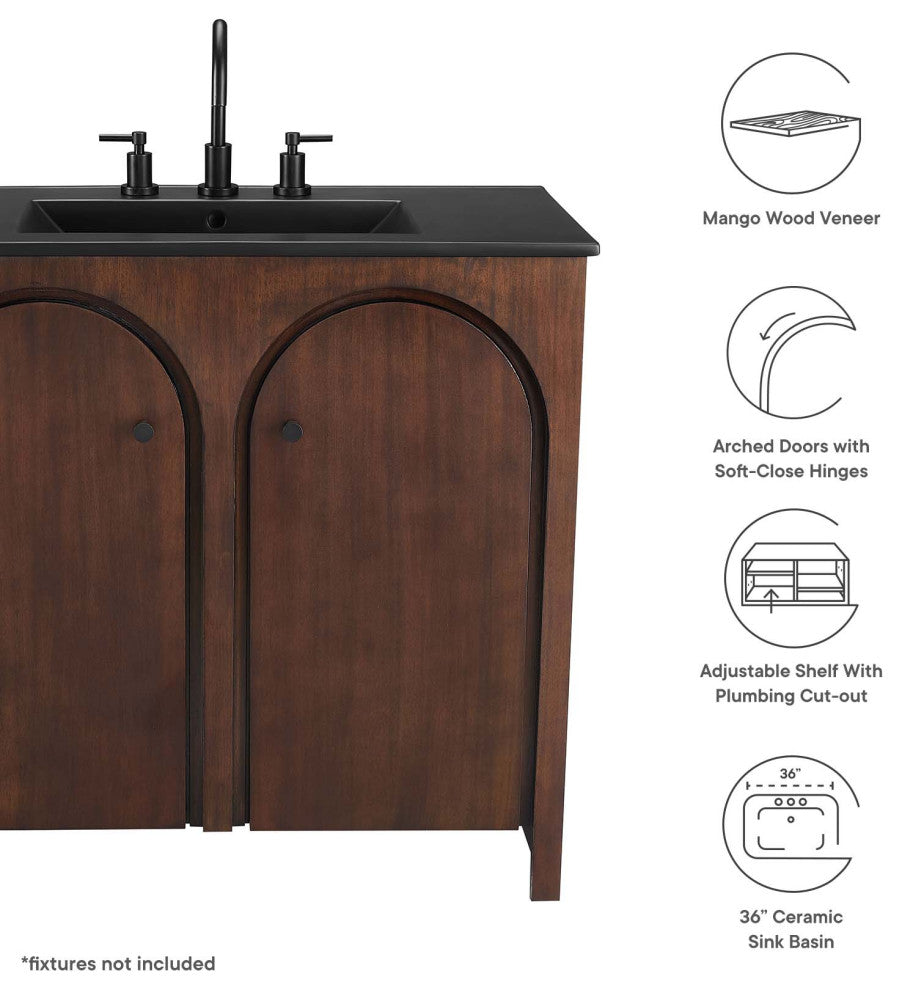 Appia 36" Bathroom Vanity - Walnut Black