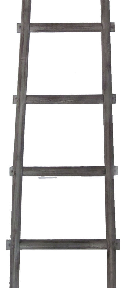 Benzara BM210390 Transitional Style Wooden Decor Ladder With 5 Steps, Gray