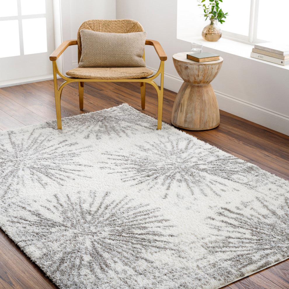 Surya Cloudy Shag CDG-2327 Machine Woven Area Rug, Off-White, 5'3" x 7'