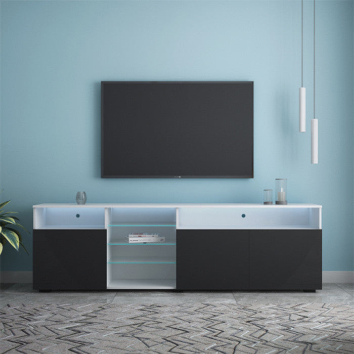 Modern TV Stand with LEDs Black MDF TV cabinet