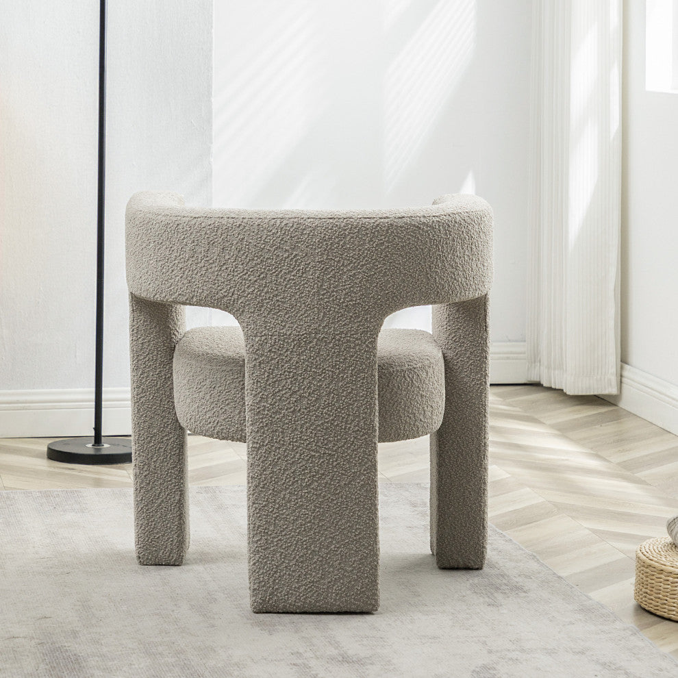 28" Wide Boucle Upholstered Square Armchair, Oatmeal