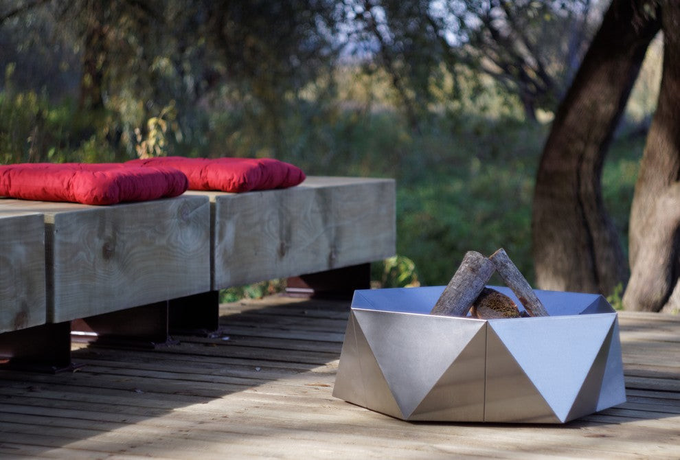 Junda Stainless Steel 30" Fire Pit, Wood Burning