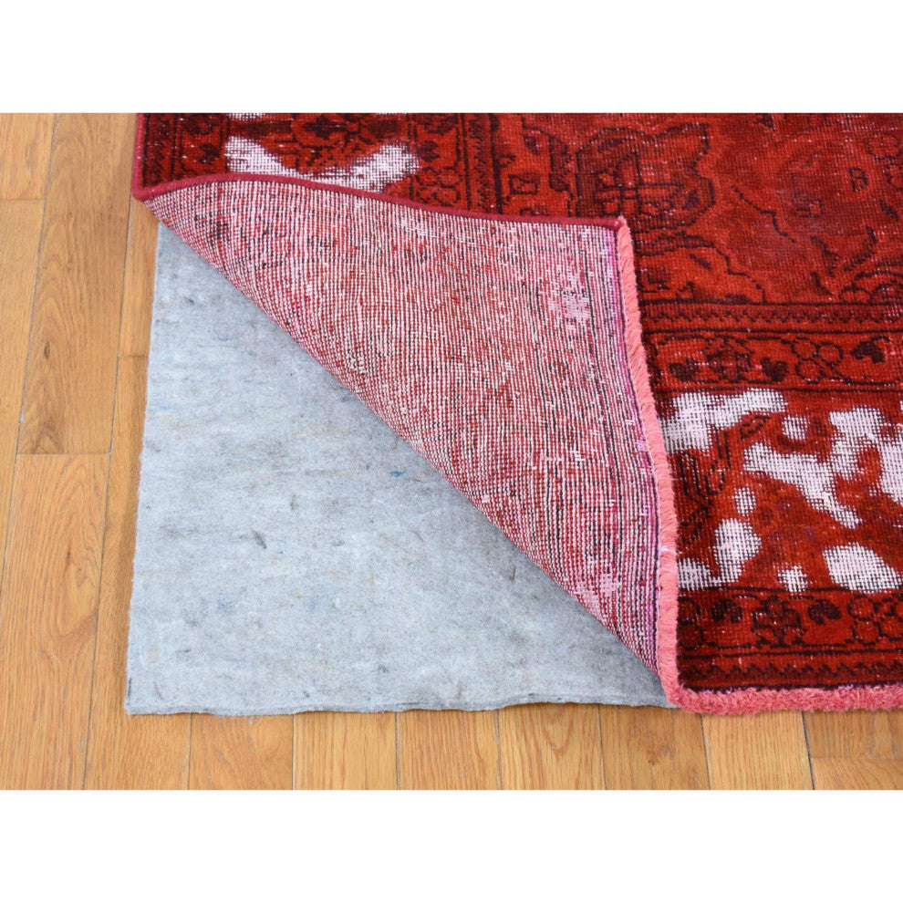 Barn Red, Overdyed Persian, Pure Wool Hand Knotted Oriental Rug, 8'1"x11'