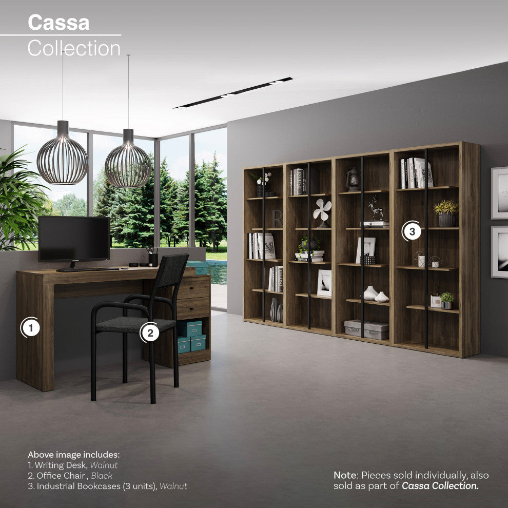 Techni Mobili Standard 5-Tier Wooden Bookcase, Walnut
