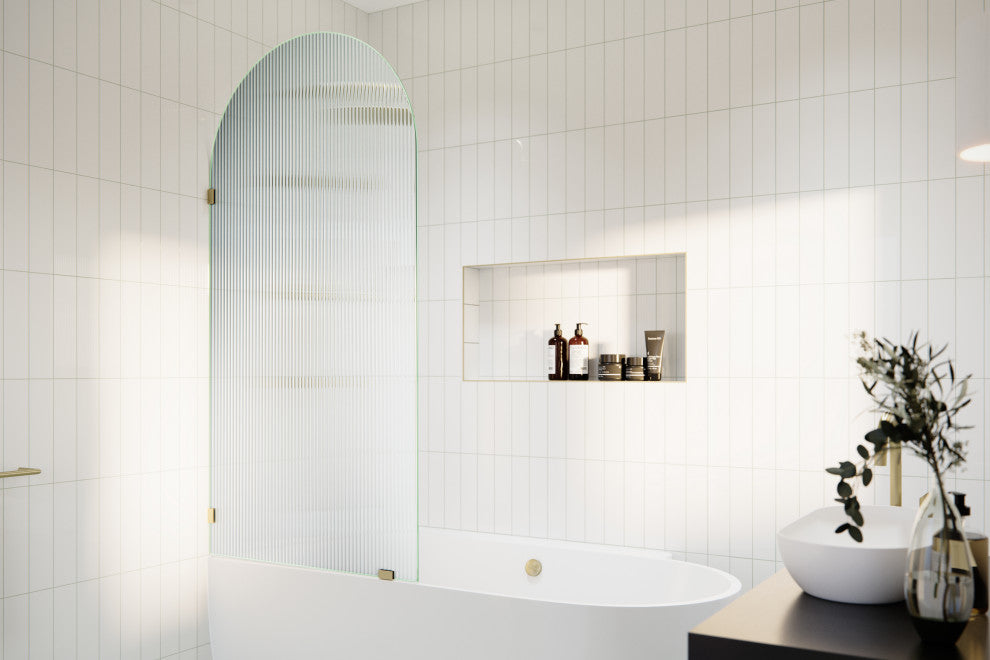 Bathtub Single Fixed Panels, Satin Brass