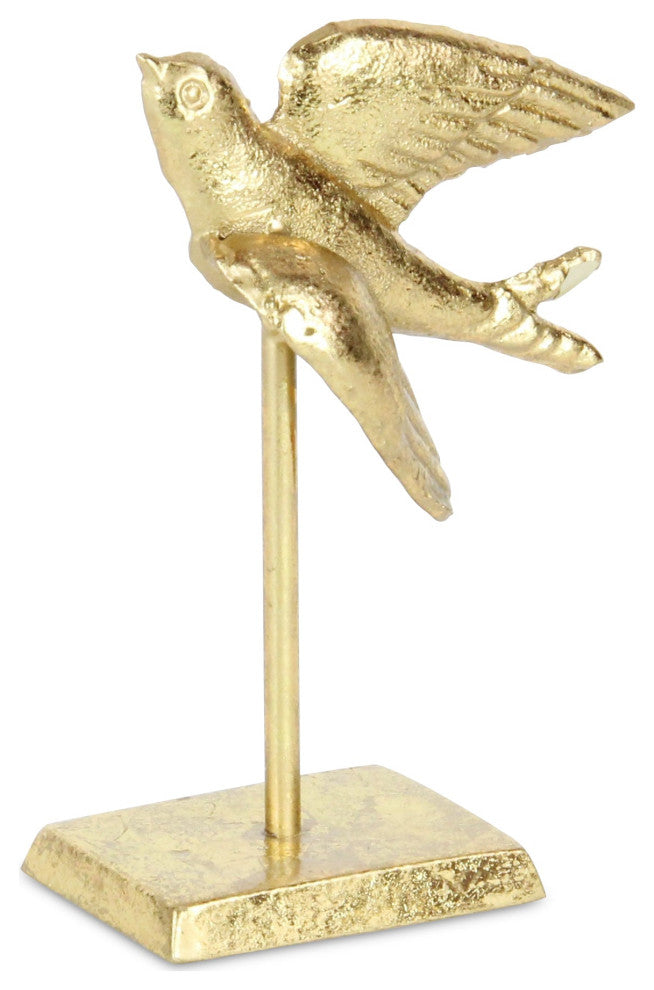 Lirondelle Golden Raised Cast Iron Flying Swallow Decor