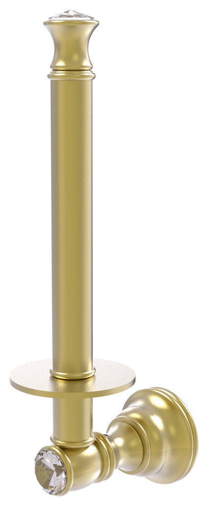 Carolina Crystal Upright Toilet Paper Holder, Satin Brass