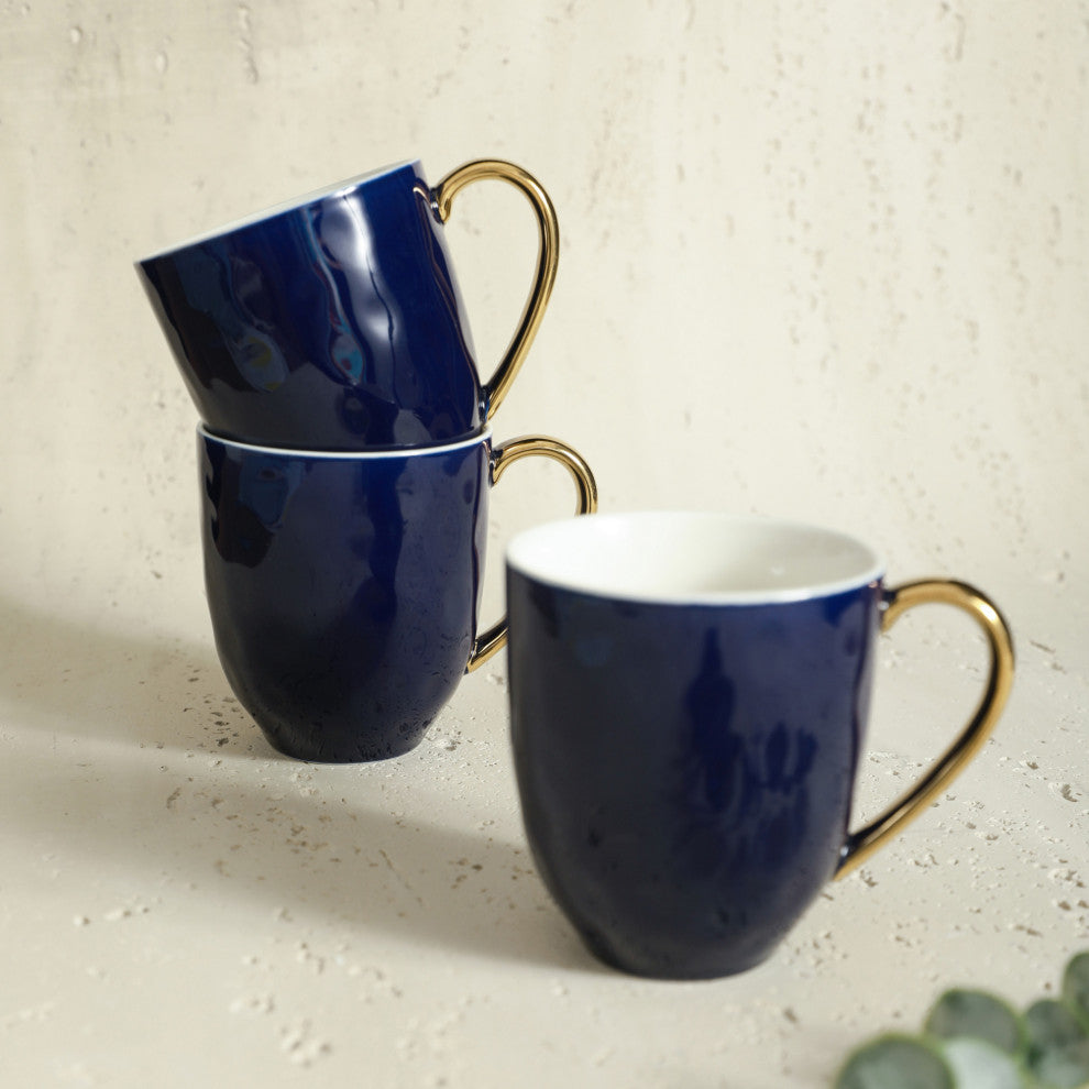 Stone Lain Florian Porcelain 16 Piece Dinnerware Set, Navy Blue