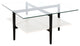 32" White And Black Glass And Steel Square Coffee Table With Shelf