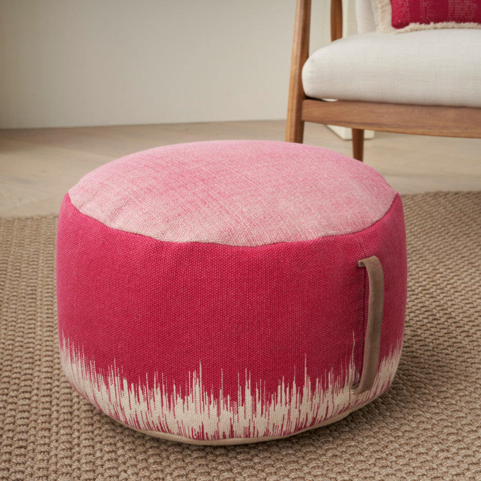 Mina Victory AS263 Pouf, Hot Pink, 20"X20"X12"