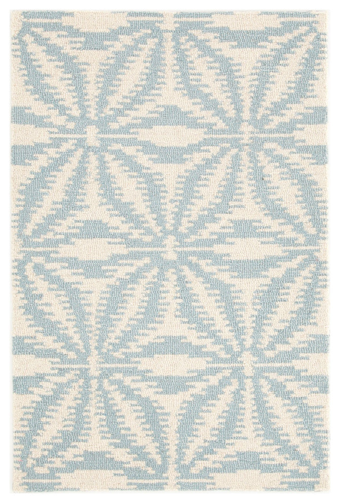 Dash & Albert Aster Sky Hand Micro Hooked Wool Rug, Blue, Runner-2'6" x 8'
